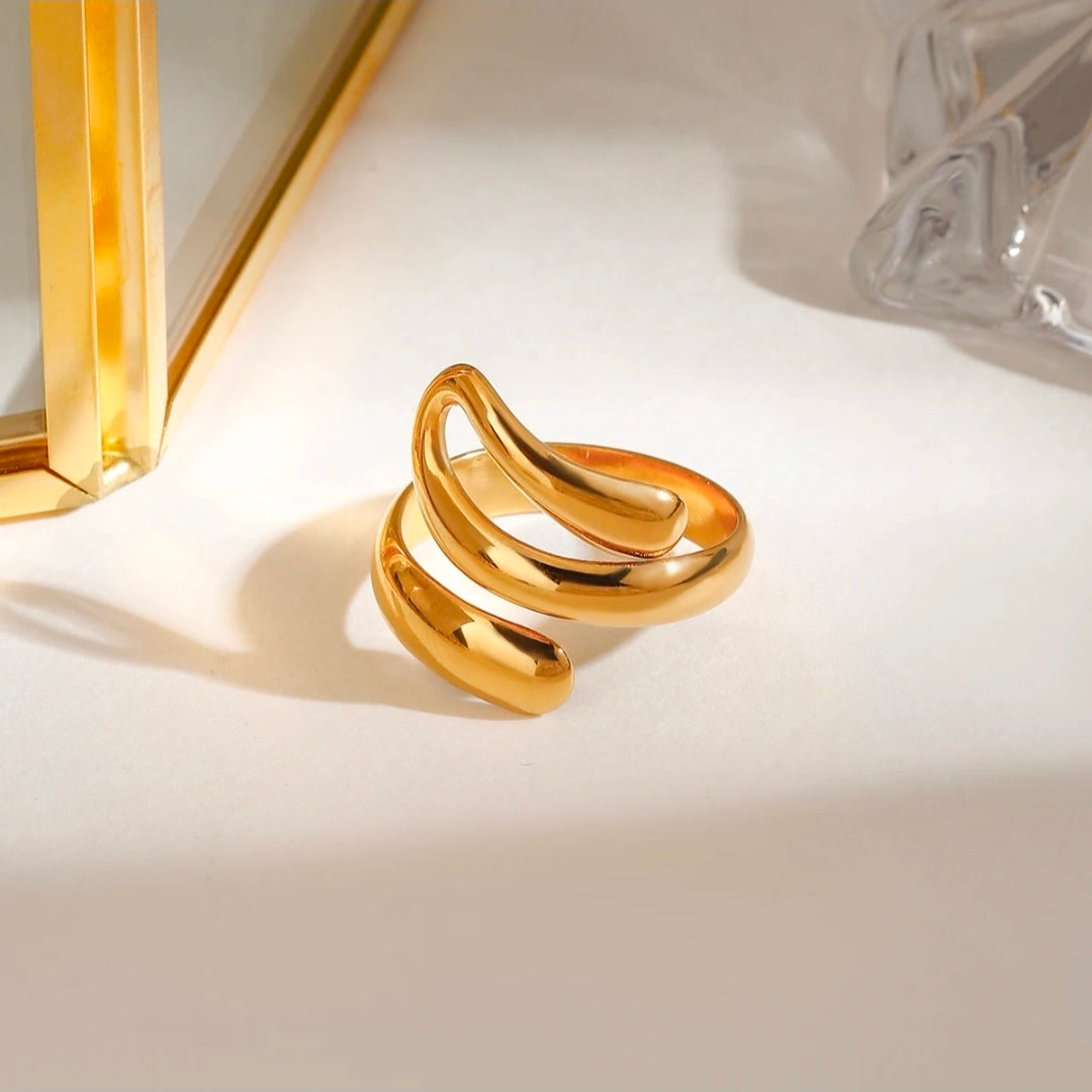 Gold Open Wrap Ring – Adjustable Tarnish-Free Luxury Ring
