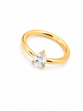 Rosé luxe -Golden Teardrop Solitaire Ring – Minimalist Gold Statement Ring