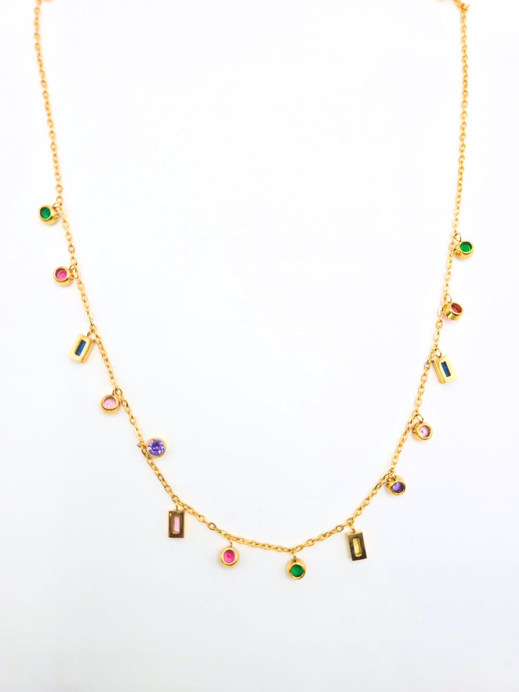 Rosé Luxe Multi-Color Charm Gold Necklace