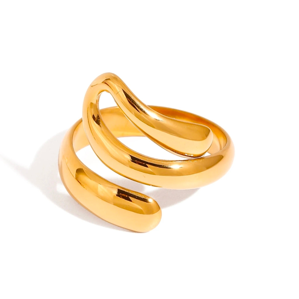 Gold Open Wrap Ring – Adjustable Tarnish-Free Luxury Ring