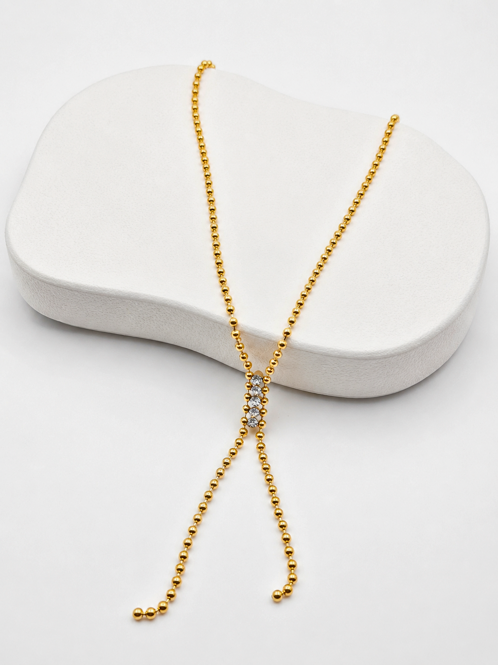 Rosé Luxe Gold Lariat Crystal Necklace