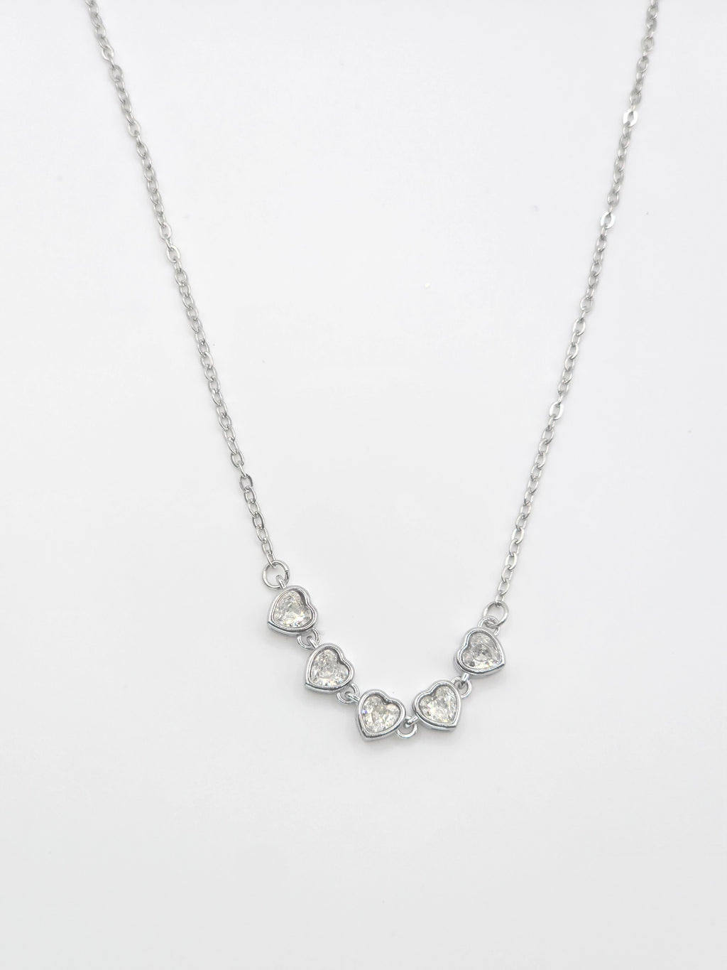 Rosé Luxe Heart Crystal Silver Necklace