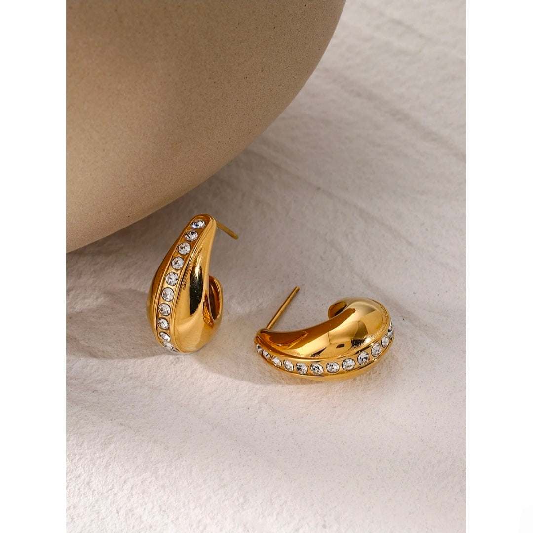 Gold Crystal Hoop Earrings – Tarnish-Free, Waterproof Luxury Earrings