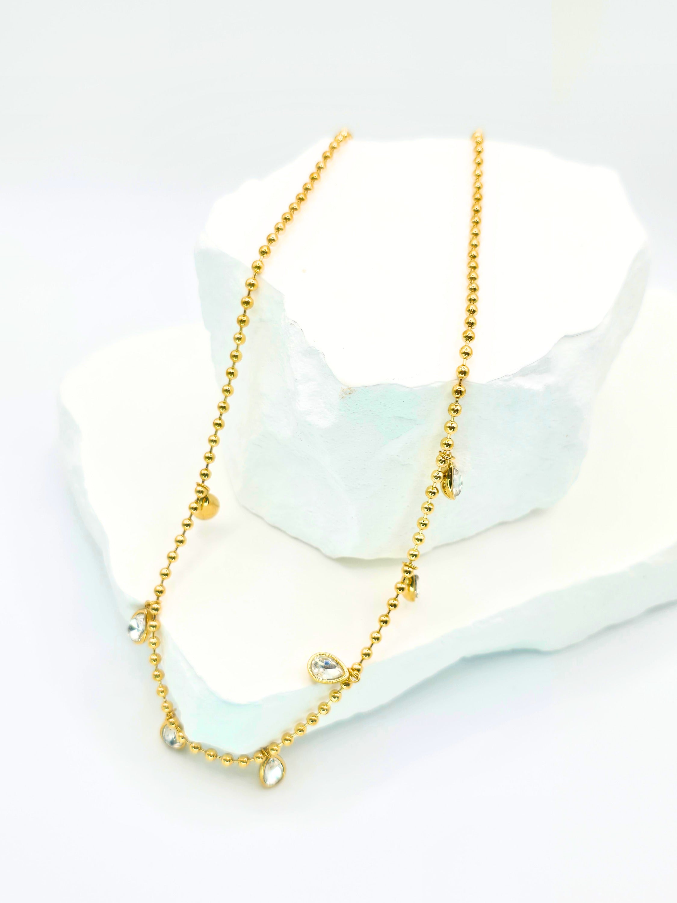 Rosé Luxe Gold Drop Charm Necklace