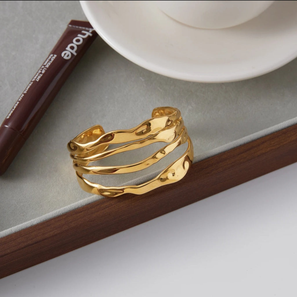 Rosé Luxe Sculpted Gold Cuff Bracelet