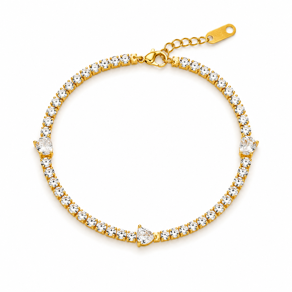Rosé Luxe Gold Tennis Bracelet – Sparkling Crystal Elegance