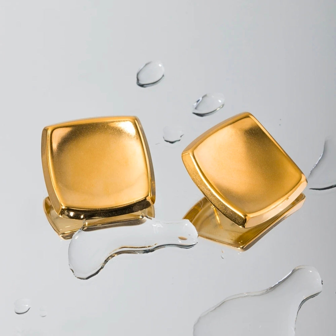 Gold Square Stud Earrings – Minimalist Luxury Waterproof Earrings | Rosé Luxe