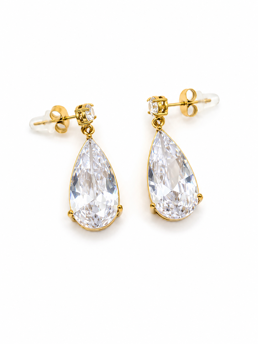 Elegant Teardrop Jewelry Set – Gold Crystal Necklace & Earrings Set for Women