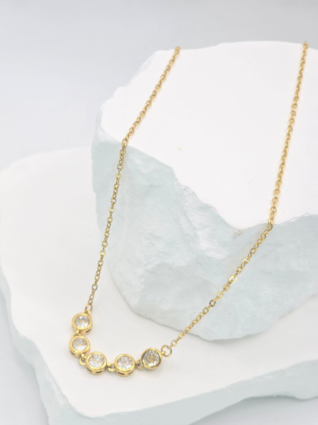 Rosé Luxe Five Stone Gold Necklace