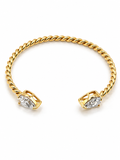Gold Twisted Cuff Bracelet – Crystal Open Bangle | Rosé Luxe Jewelry