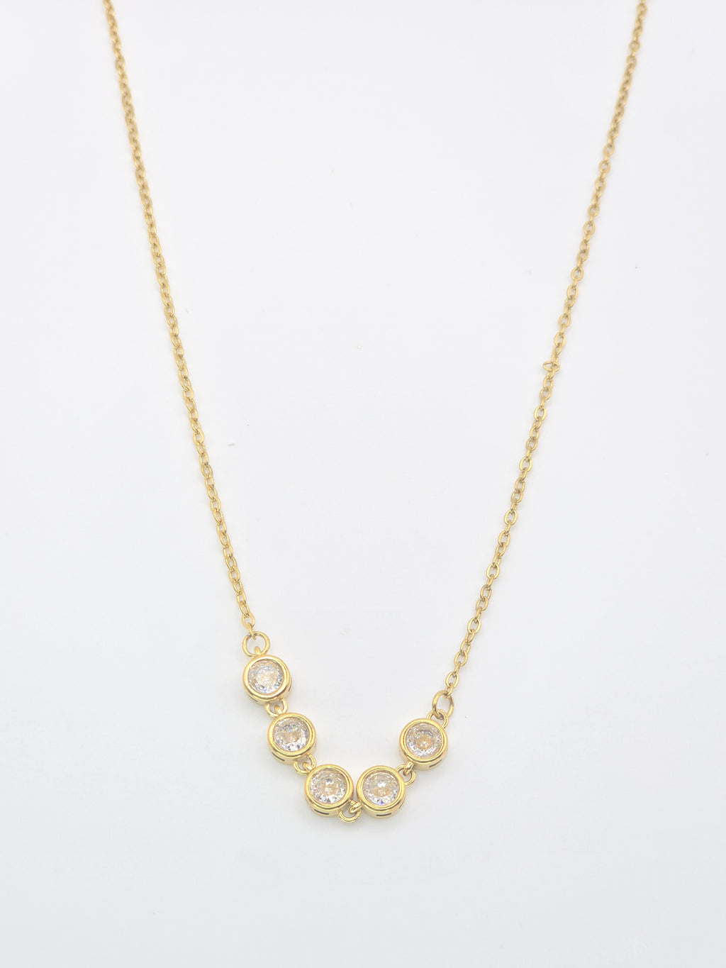 Rosé Luxe Five Stone Gold Necklace