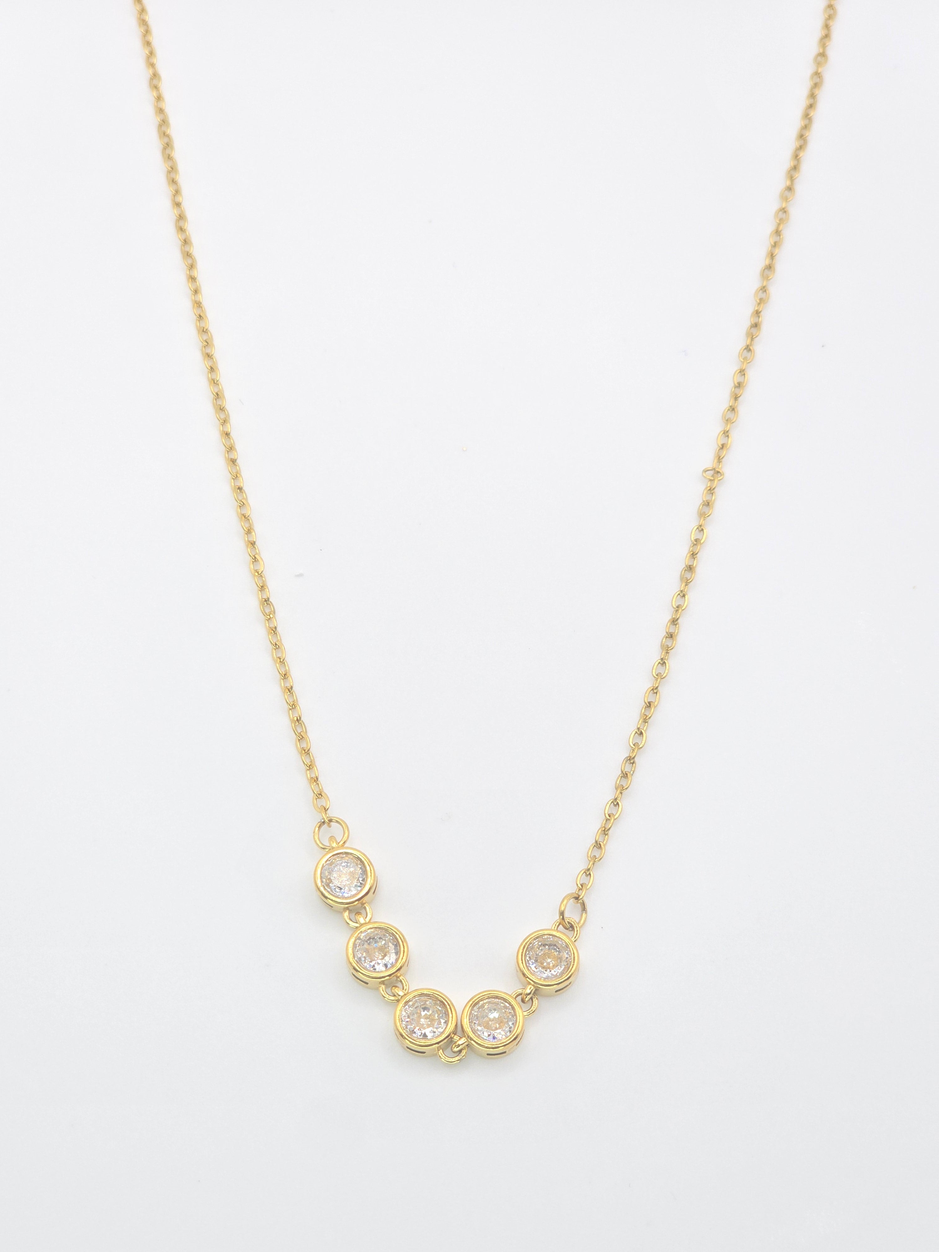 Rosé Luxe Five Stone Gold Necklace