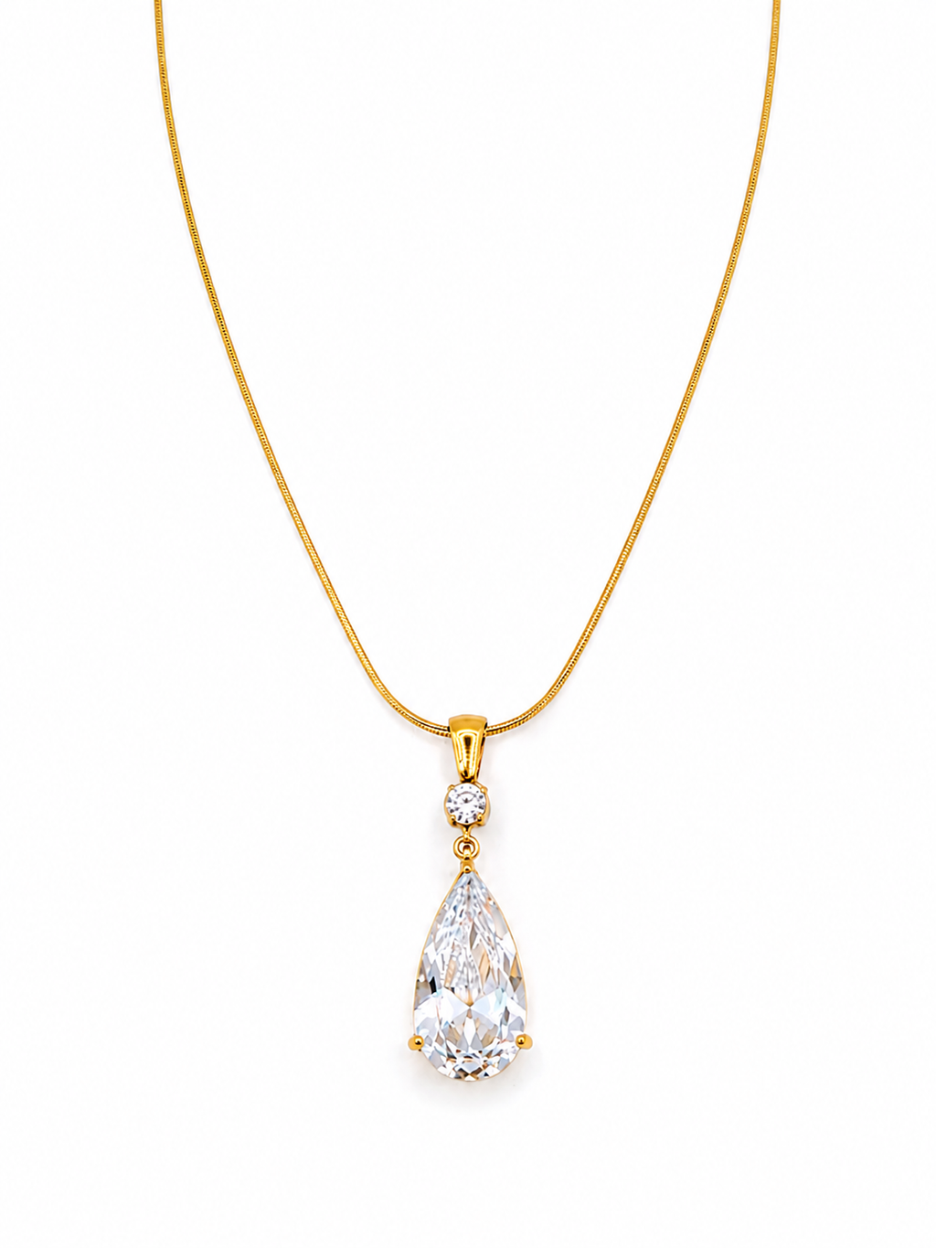 Elegant Teardrop Jewelry Set – Gold Crystal Necklace & Earrings Set for Women
