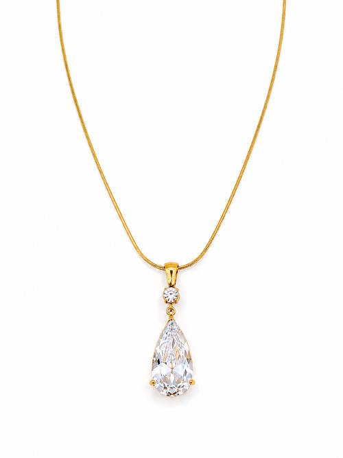 Elegant Teardrop Jewelry Set – Gold Crystal Necklace & Earrings Set for Women