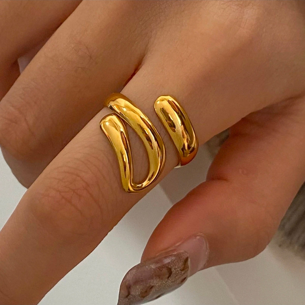 Gold Open Wrap Ring – Adjustable Tarnish-Free Luxury Ring