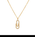Gold Link Pendant Necklace – Crystal Detail, Tarnish-Free Waterproof Jewelry