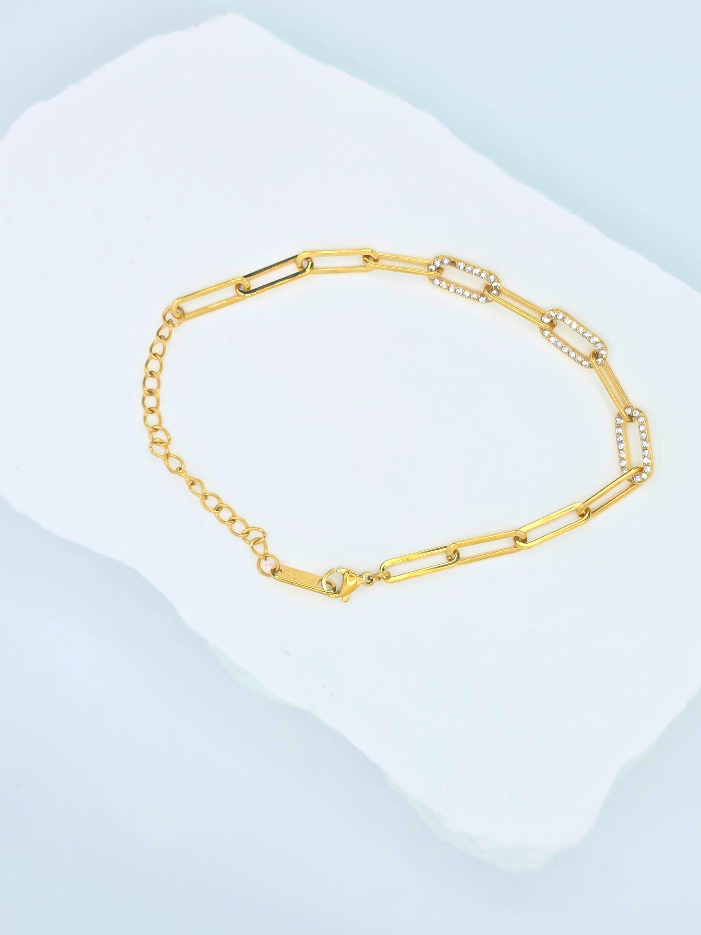 Rosé Luxe Gold Link Crystal Bracelet