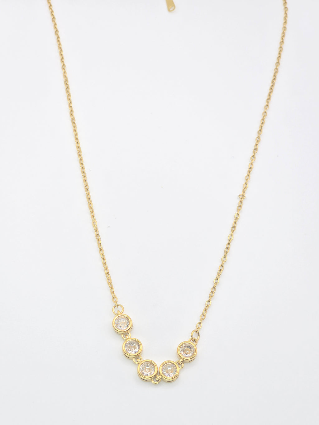 Rosé Luxe Five Stone Gold Necklace