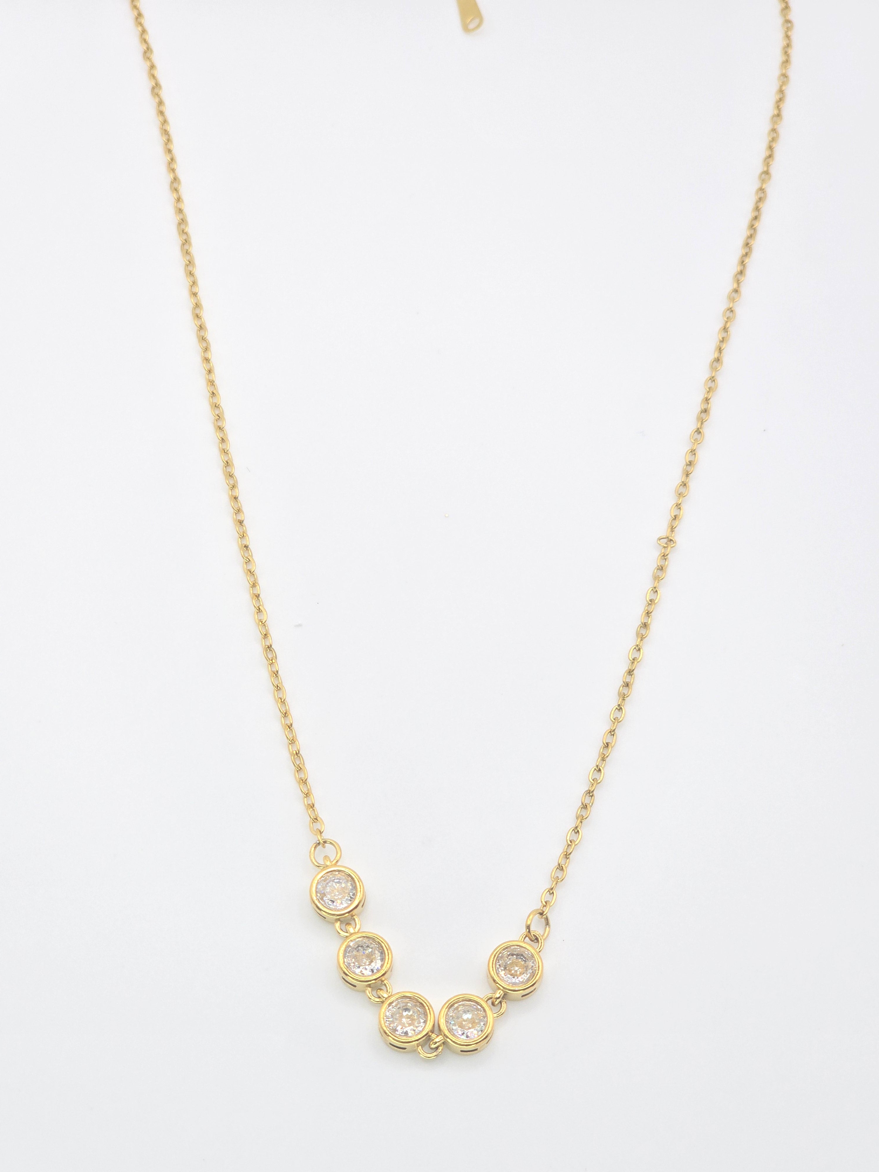 Rosé Luxe Five Stone Gold Necklace