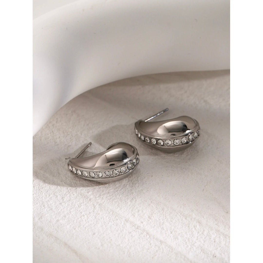Gold Crystal Hoop Earrings – Tarnish-Free, Waterproof Luxury Earrings