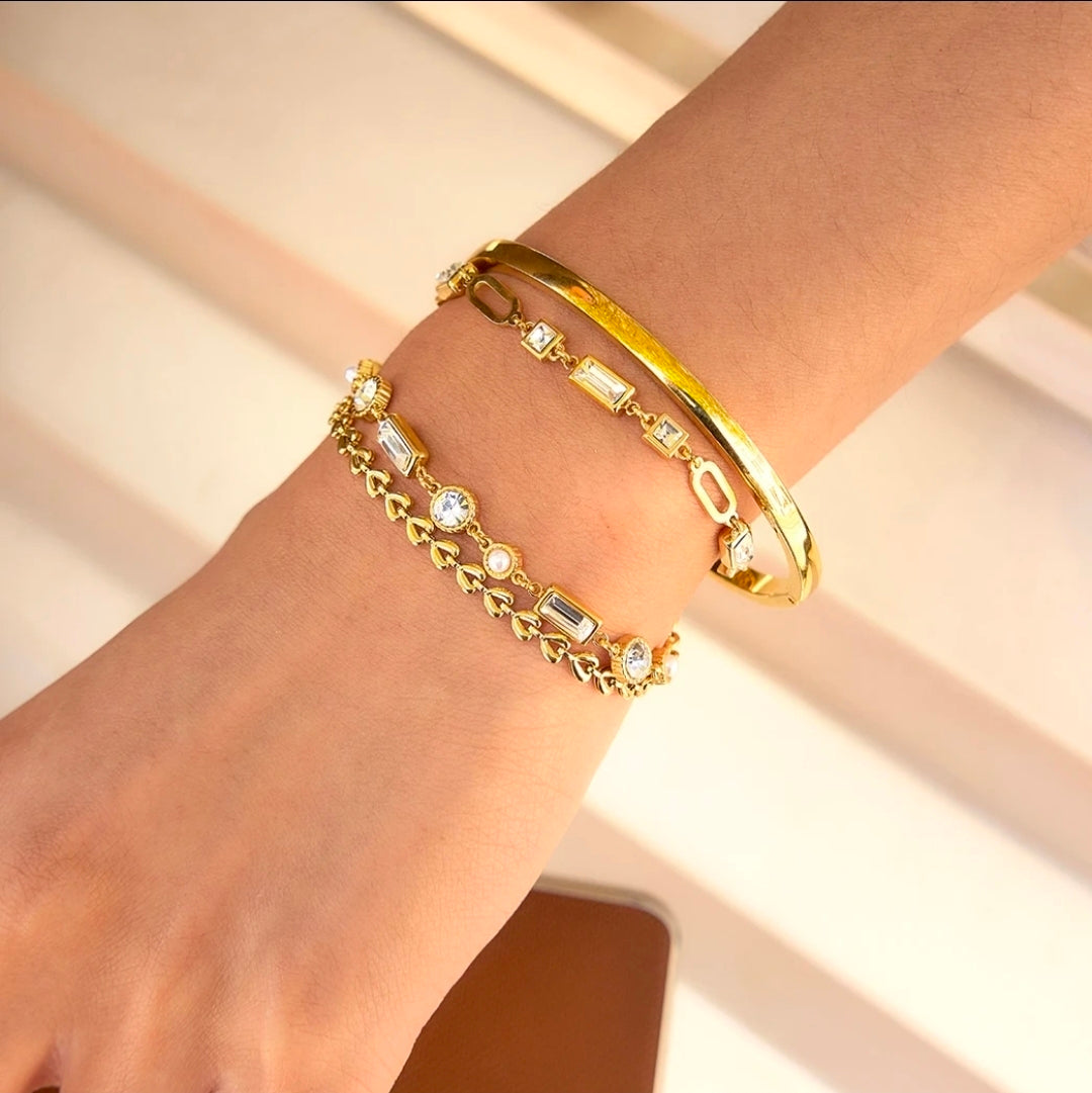 Rose luxe Minimalist Gold Bangle Bracelet – Sleek Luxe Statement Bracelet