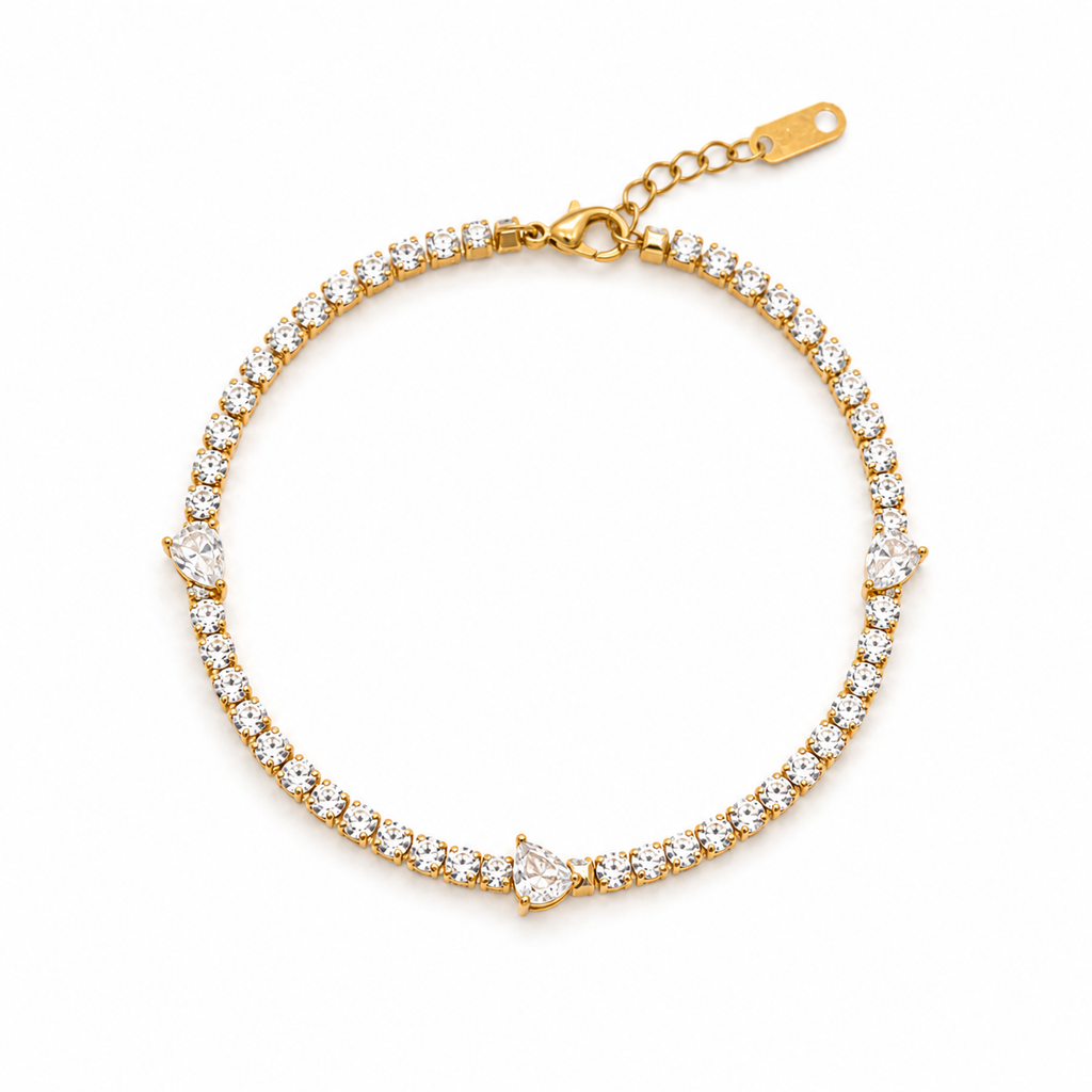 Rosé Luxe Gold Tennis Bracelet – Sparkling Crystal Elegance