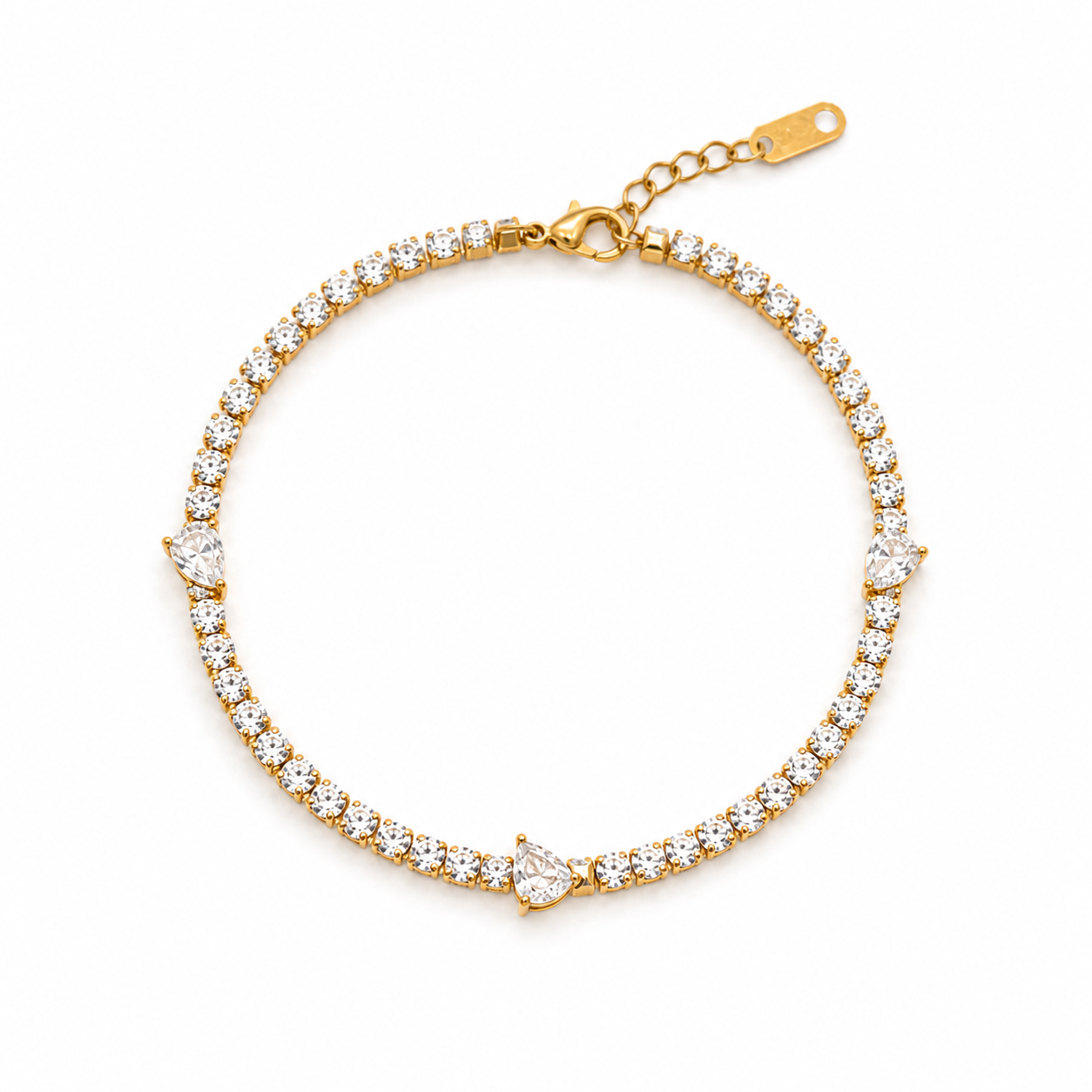 Rosé Luxe Gold Tennis Bracelet – Sparkling Crystal Elegance