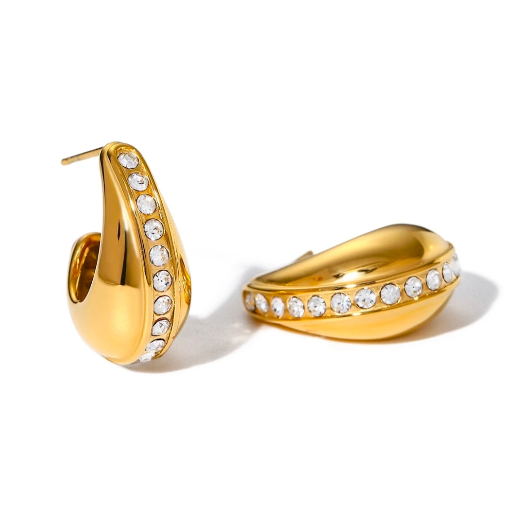 Gold Crystal Hoop Earrings – Tarnish-Free, Waterproof Luxury Earrings