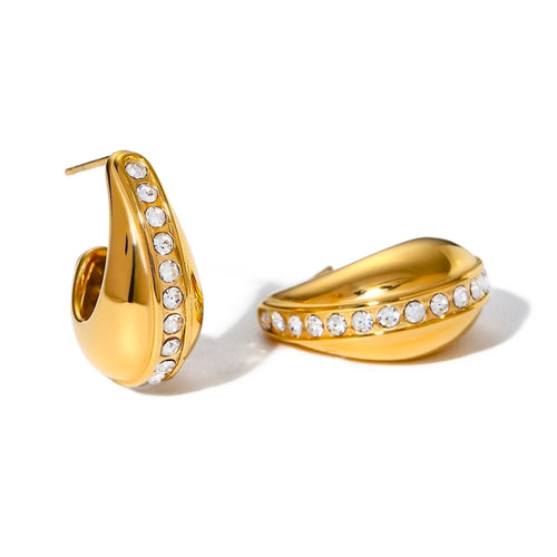 Gold Crystal Hoop Earrings – Tarnish-Free, Waterproof Luxury Earrings