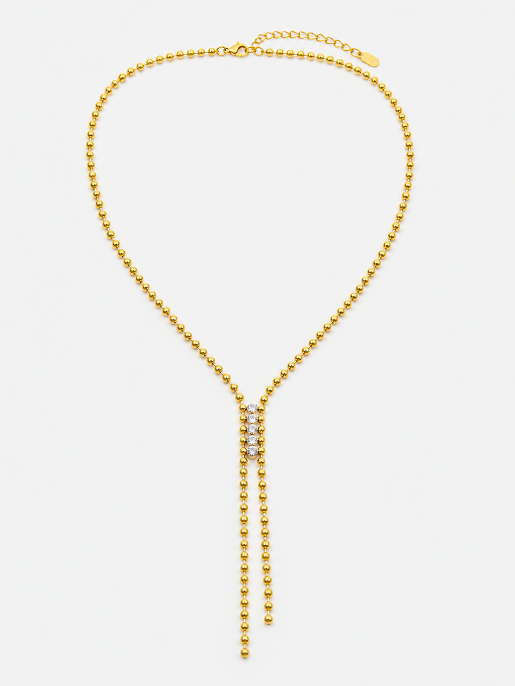 Rosé Luxe Gold Lariat Crystal Necklace