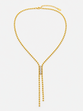 Rosé Luxe Gold Lariat Crystal Necklace
