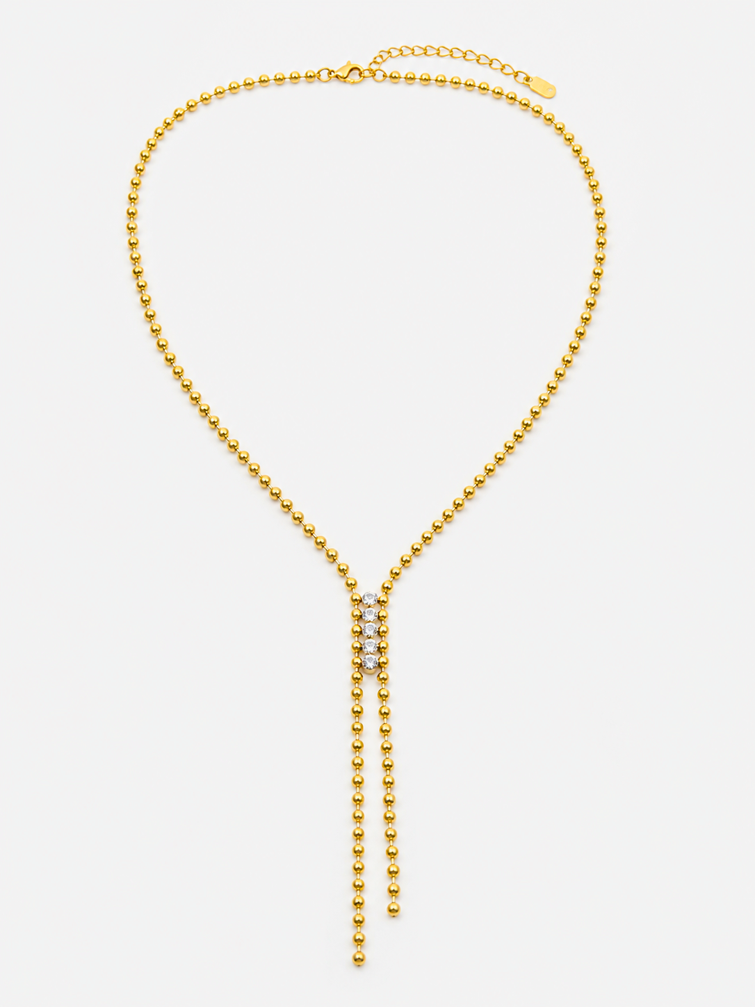 Rosé Luxe Gold Lariat Crystal Necklace