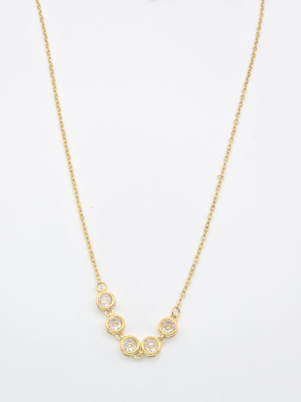 Rosé Luxe Five Stone Gold Necklace