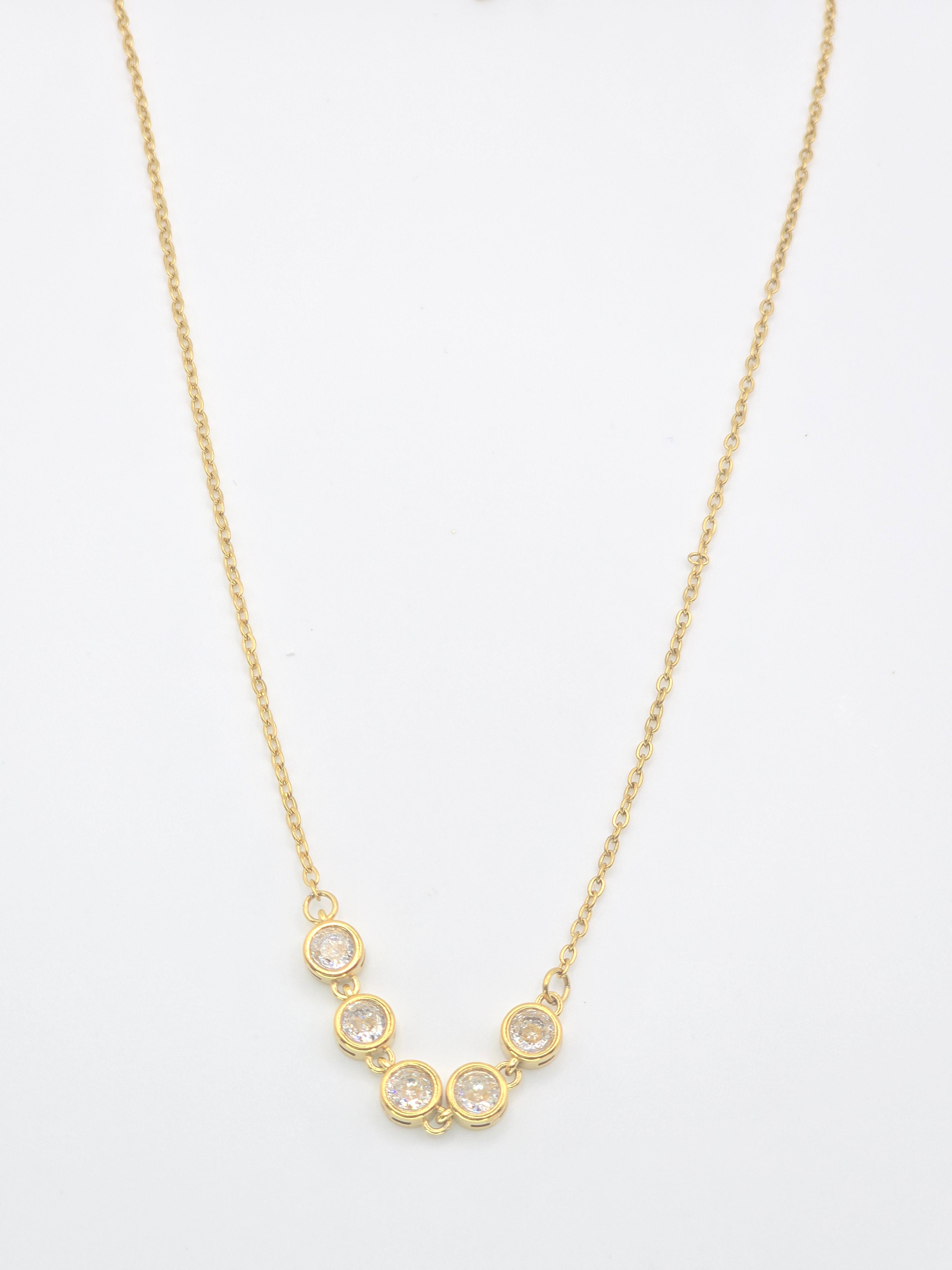 Rosé Luxe Five Stone Gold Necklace