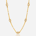 Gold Crystal Station Necklace – Minimalist Luxury Layering Piece | Rosé Luxe